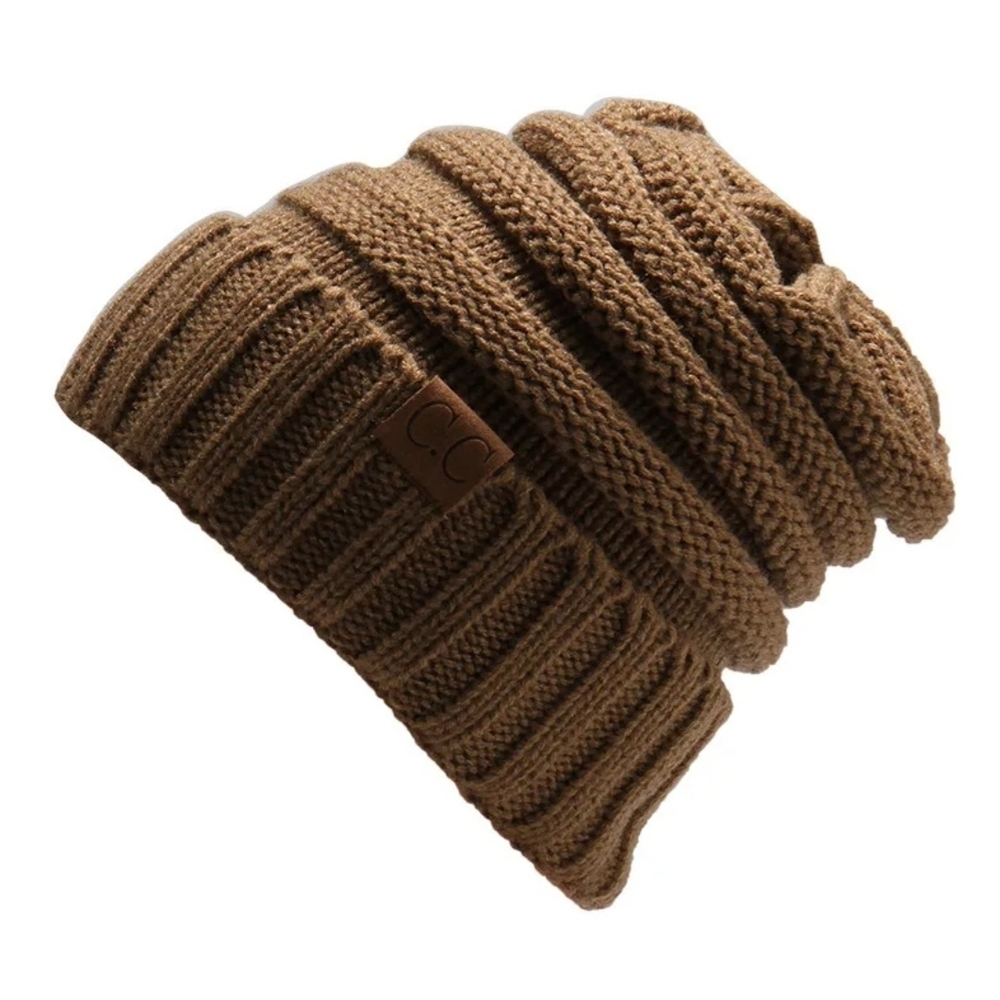 C.C Brown Ribbed Knit Hat Beanie - Picture 3 of 10